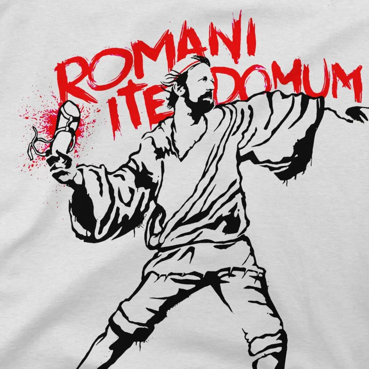 Мужские футболки Romani Ite Domum модные из чистого хлопка с коротким рукавом Banksy