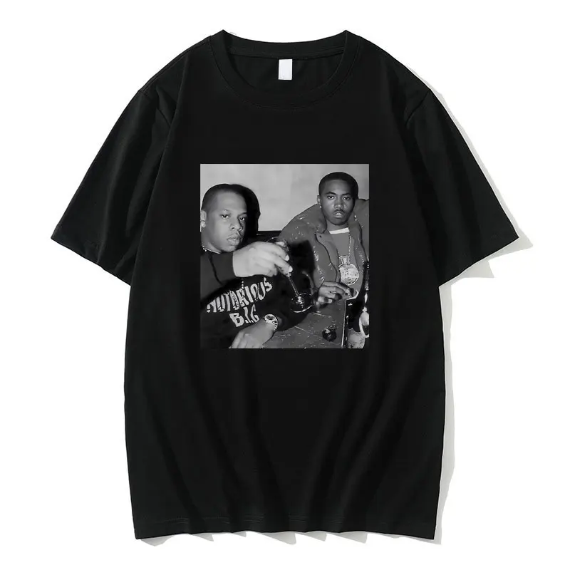 

Rap Legends Jay Z and Nas Hip Hop Oversized Tshirt Short Sleeve Men's Korean Fashion Tees Men Women Casual Soft Vintage T-shirts