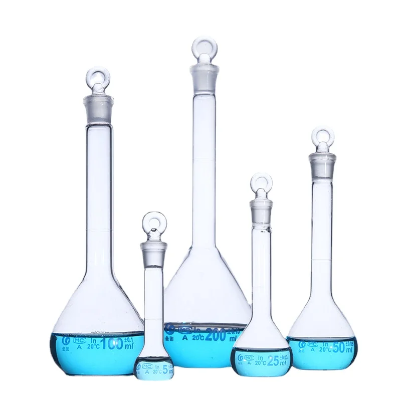 5ml to 1000ml Various Capacity Clear Glass Volumetric Flask with Stopper, the Quantitative Bottle