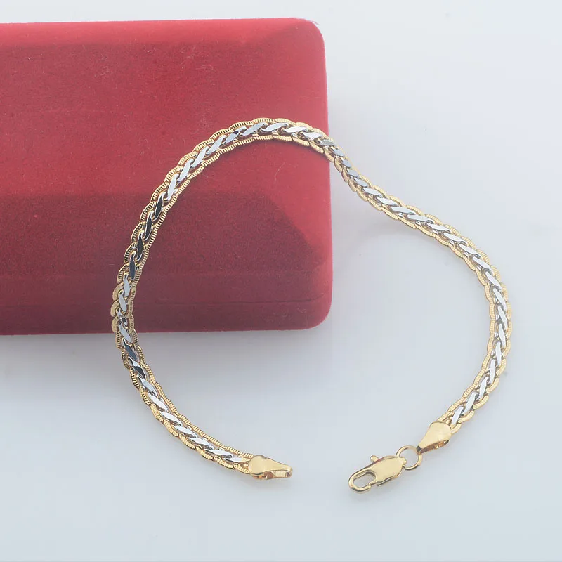 4 мм женский браслет из пшеницы желтого белого золота мужской 23 см 9 дюймов