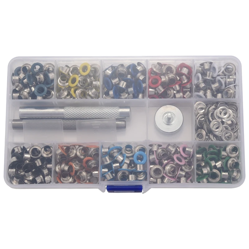 

400 Sets 5Mm Multi-Color Grommets Kit Metal Eyelets with Installation Tools and Instructor in Clear Box