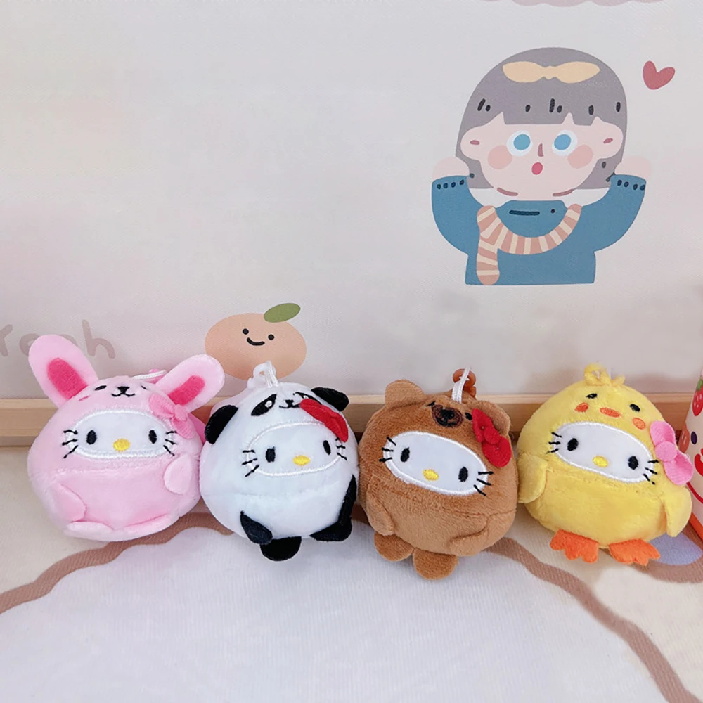 

Брелок Hello Kitty, 10 см, Sanrio Kuromi Cinnamoroll, плюшевая кукла для перекрестного одевания, кавайная плюшевая игрушка-плюшевая кукла из мультфильма «Моя Мелодия»