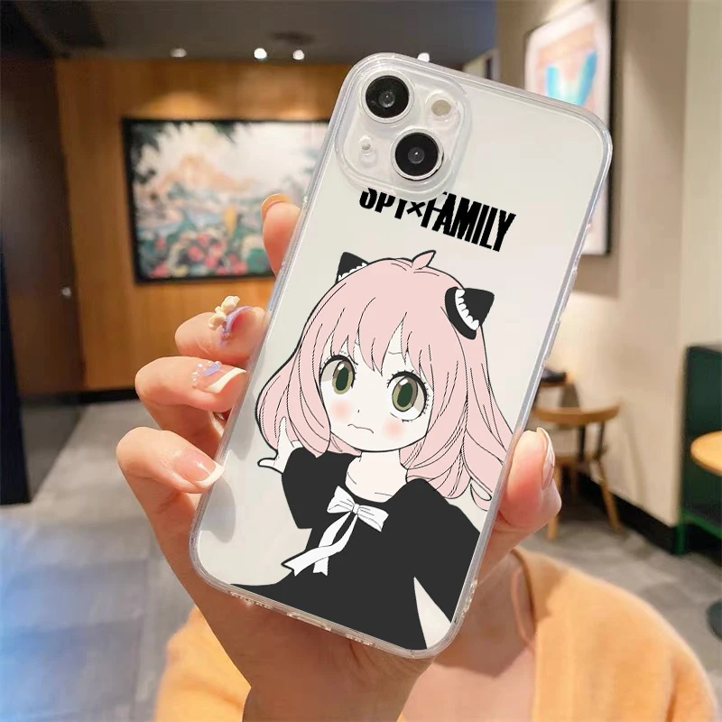 Cute Anya Forger Spy X Family Shockproof Clear Phone Case For iPhone 14 13 12 11 Pro Max 7 8 Plus X XR XS Max SE 2022 Soft Cover
