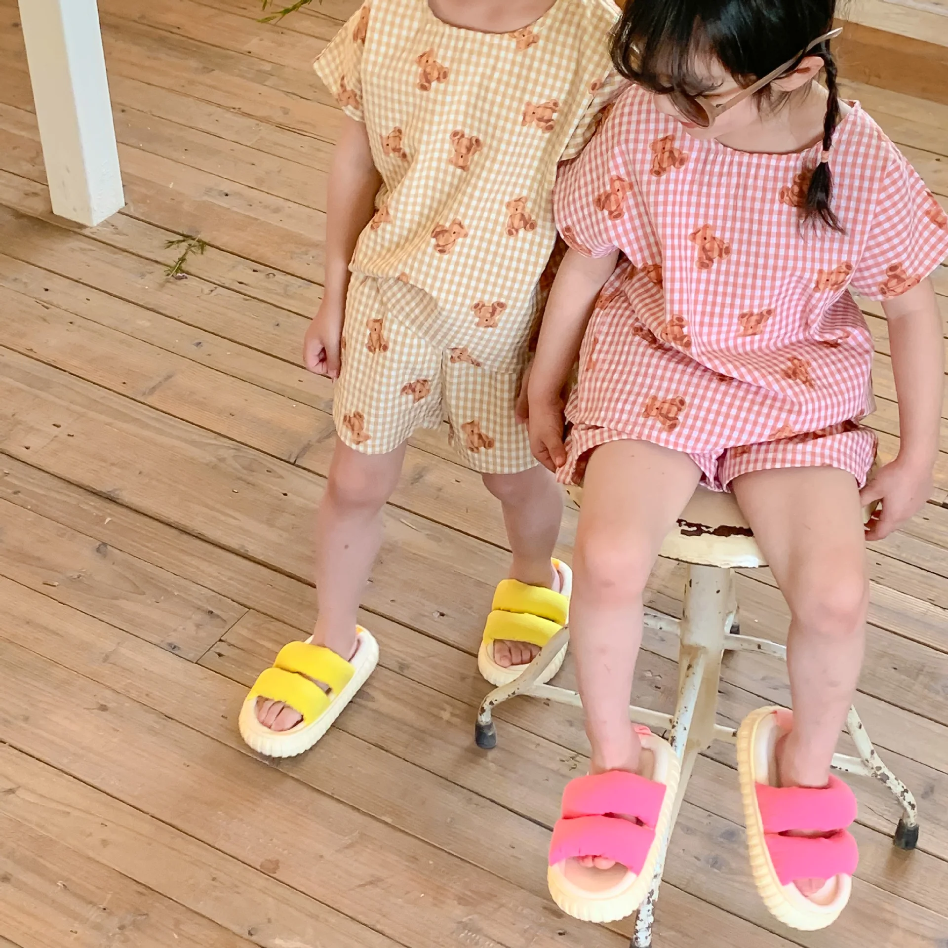 2022 Summer New Baby Clothes Set Cute Cartoon Bear Print Children Short Sleeve 2pcs Suit Kids Boy Girls T Shirt + Shorts Outfits