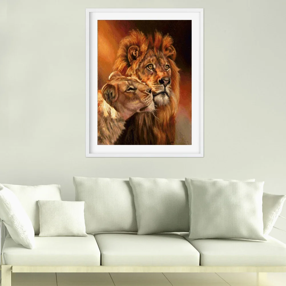 

1PC Painting Cross DIY And Lioness Pattern Craft for Parents Kids Decoration