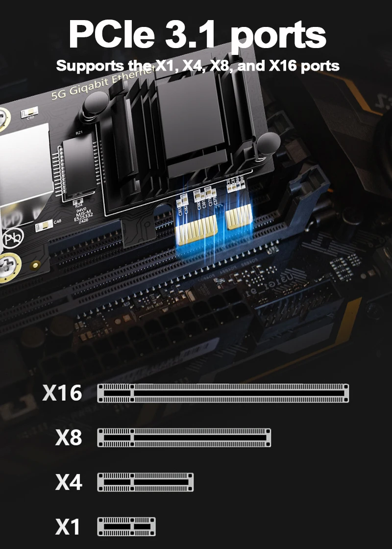 Сетевая карта 5G PCIe к RJ45 чип RTL8126 гигабитный Ethernet PCI Express сетевая 10/100/2500/5000 Мбит/с 1