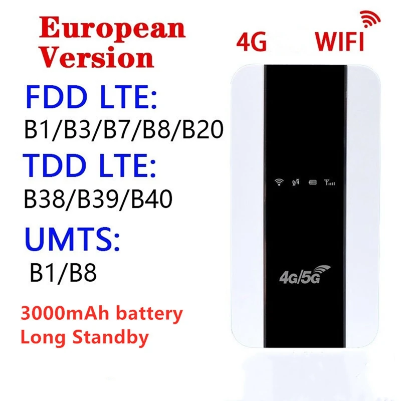 

M10-E Mobile WIFI Router Portable Car Wireless WIFI Insertable Card 3000Mah Battery 150Mbps 4G Router (European Version)