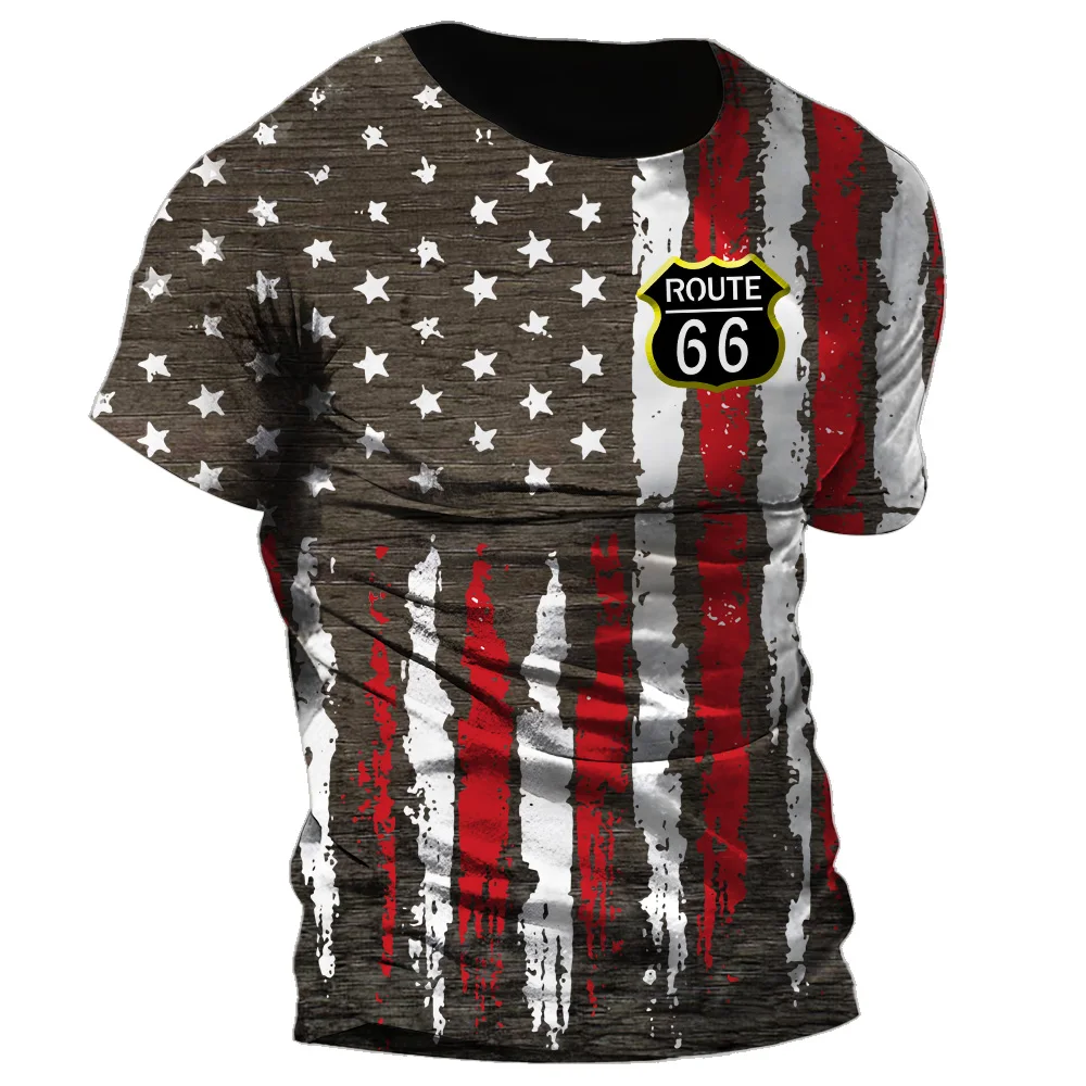 

Route 66 America Highway T-shirt Mens Summer New Short Sleeve Tees Tops O-Neck Tshirt Vintage Clothing