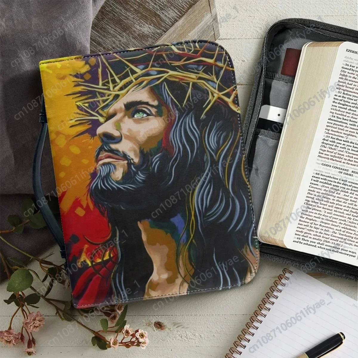 Кожаная женская сумка с принтом в виде Библии