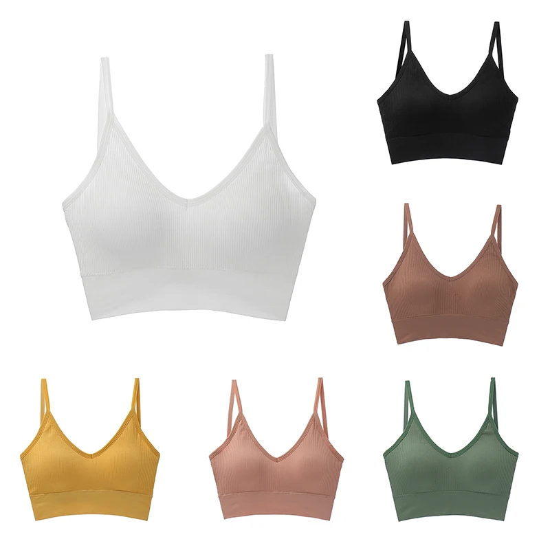 

Cotton Solid Color Vest Design Lady Lingerie Breathable Sexy Sports Underwear No Steel Ring U-shaped High-elastic Bra for Women