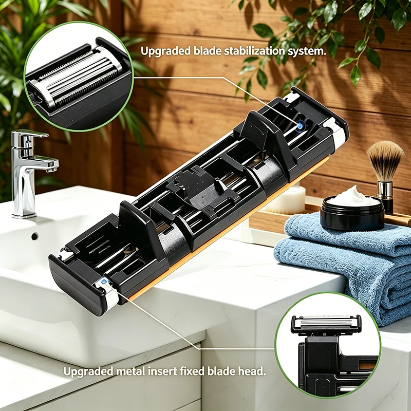 Фото Бритва Gillette A314WF с нескользящей ручкой, полностью моющаяся, для домашнего использования, мужская, с трехслойной плавающей бритвенной головкой №4