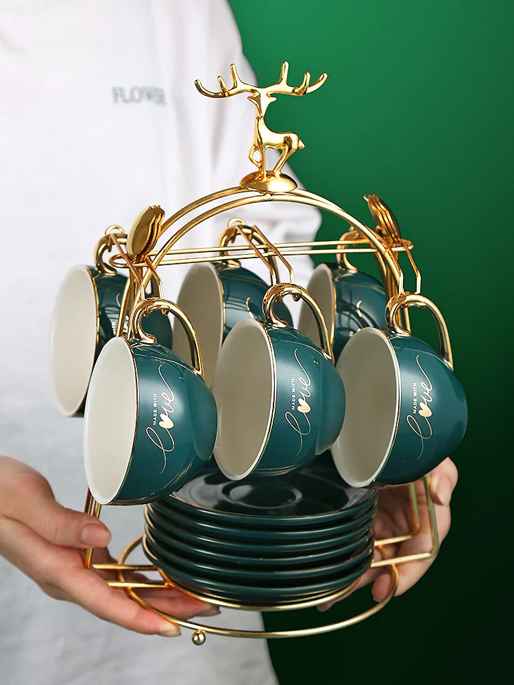 Элегантная креативная керамическая кофейная чашка из костяного фарфора набор 4