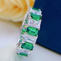 high fashion green diamond emerald full circle diamond ladies ring 925 silver big diamond ring index finger ring wedding jewelry