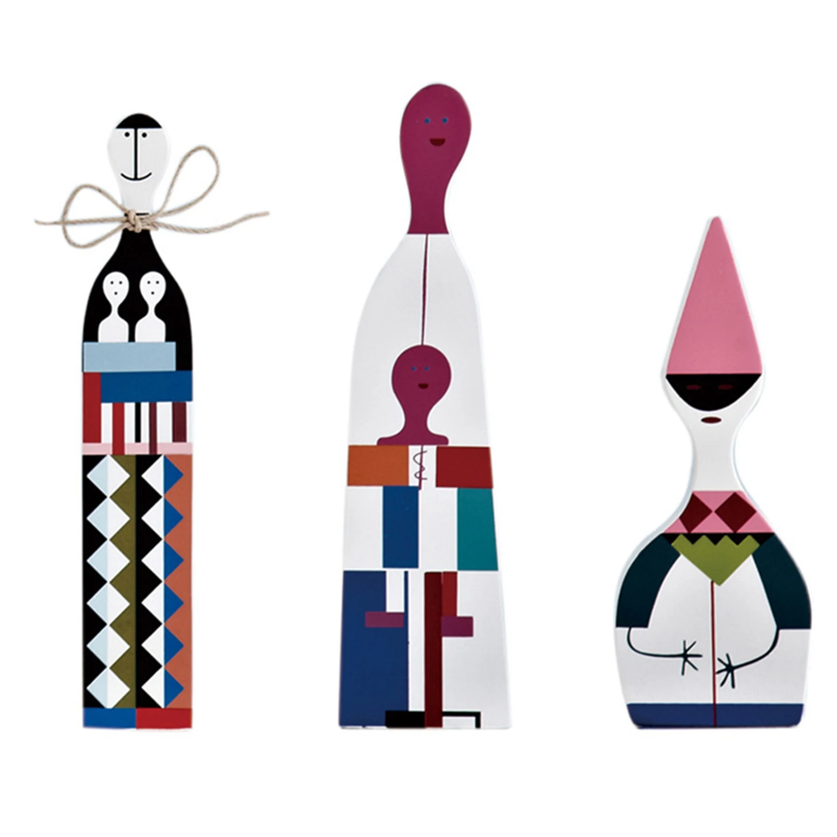 

Modern Abstract Wooden Dolls Painted Family Crafts Decorations Kids Gift Baby Toys Home Decorative Model 3 Pcs/Set NO.1