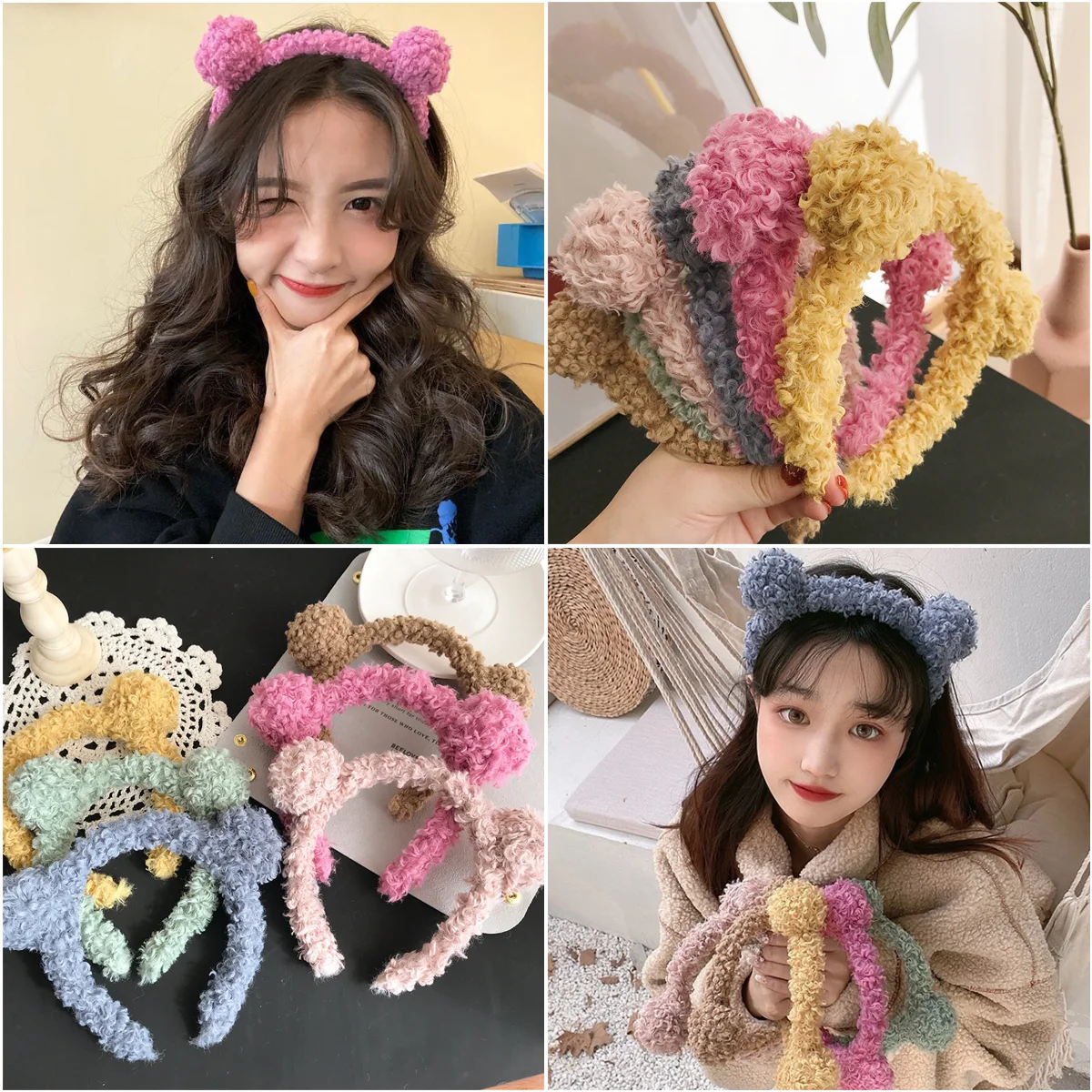 

Милые плюшевые простые повязки для волос с медвежьими ушками для женщин и девочек, милые украшения для волос, повязка на голову, обручи для волос, Детские Модные аксессуары для волос