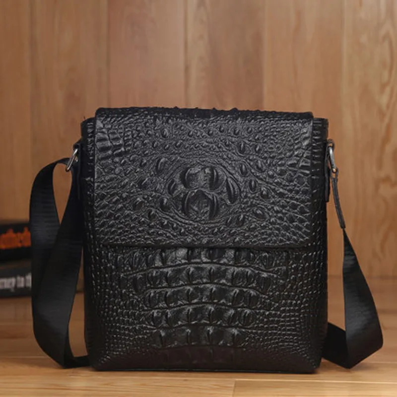 

top layer cowhide alligator Pattern Men's single shoulder bag messenger business High-quality luxury designer Crossbody bags
