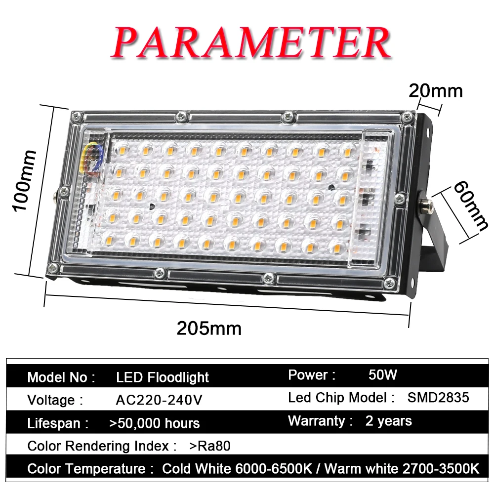 

Projector Lamp Light Street 2pcs Flood Spotlight Light Waterproof Outdoor Lighting Floodlight
