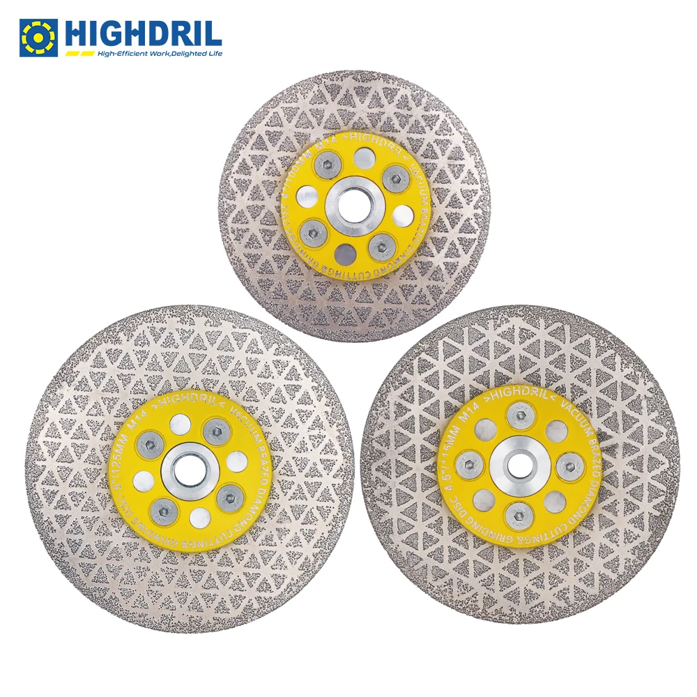 

HIGHDRIL 1pc Diamond Double-sided Cutting Grinding Plate Dry Cutting Disc For Granite Marble Masonry Tile Concrete M14 Thread