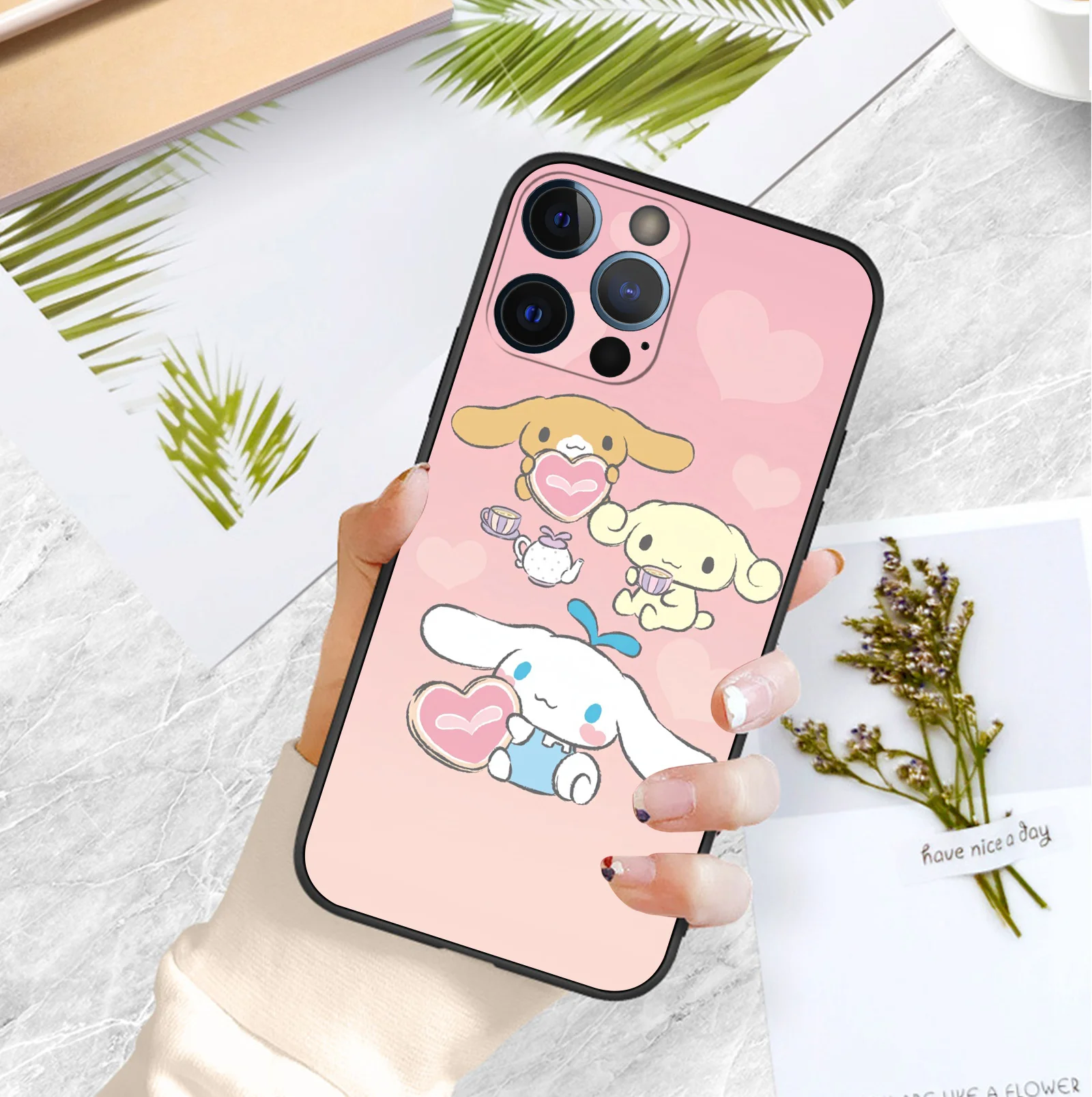 Милый чехол Sanrio CINNAMROLL для iPhone 16 защитный силиконовый мягкий телефона 15 14 13 12 11 Pro Max