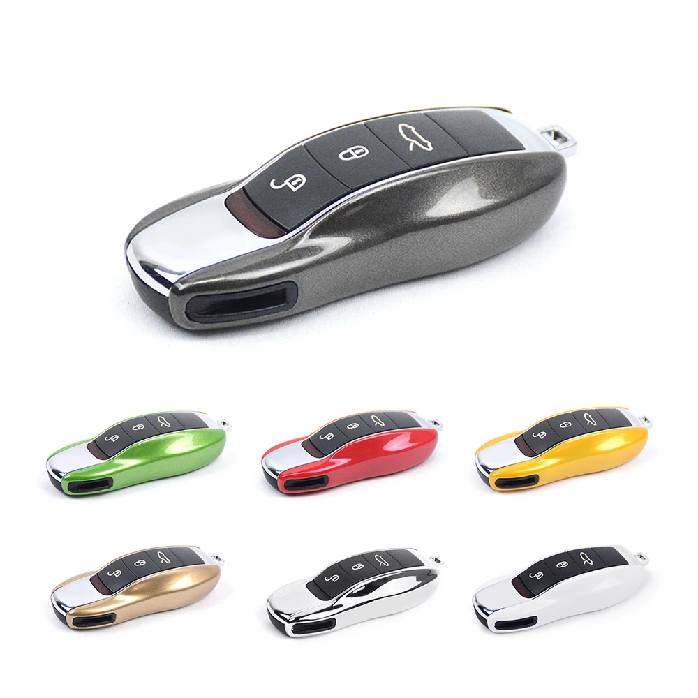 Car Smart Remote Key Case Fob Covers Set Shell For Porsche Panamera Spyder Carrera Macan Boxster Cayman Cayenne 911 970 981 991