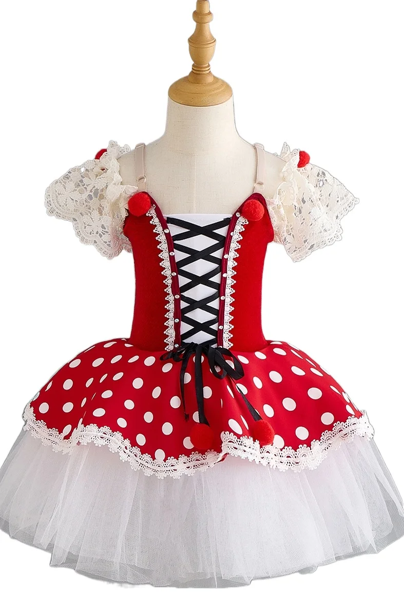 

Детская балетная юбка для девочек, Детский костюм для выступлений, танцевальное балетное платье с лебедем для девочек, красное платье принцессы, одежда для сцены, костюмы