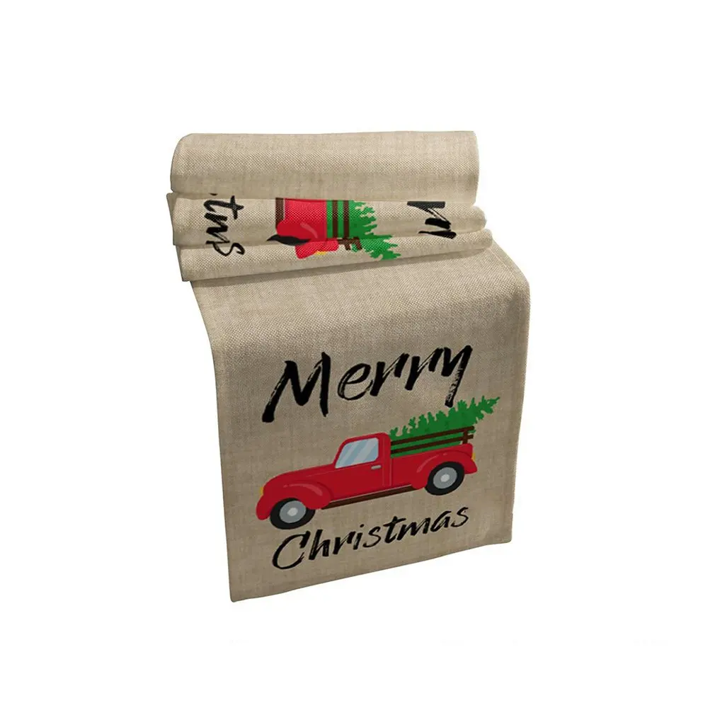 

Рождественская искусственная Декоративная скатерть из хлопка и льна, длинная скатерть, праздничное зимнее украшение для дома