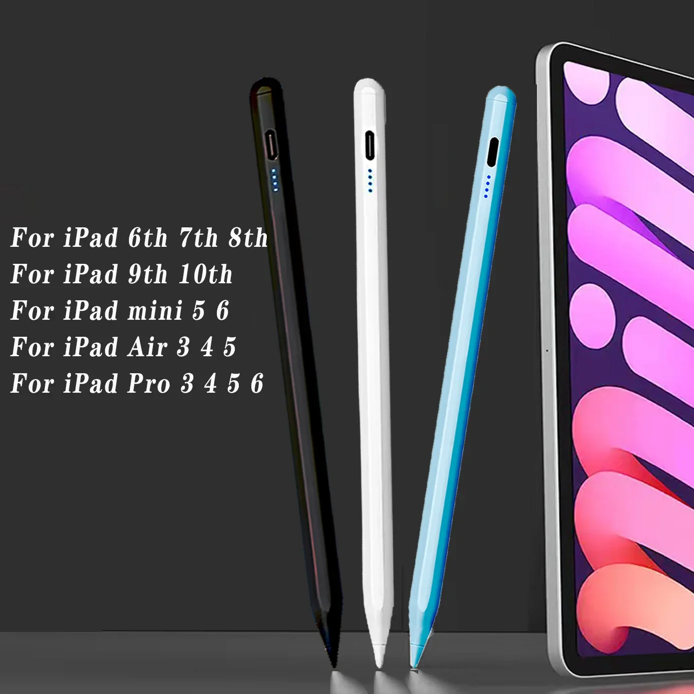 Стилус для iPad Pro 11 12 9 Air 4/5 7/8/9/10th mini 5 6 Apple Pencil 2 2018-2023 карандаш с блокировкой ладони