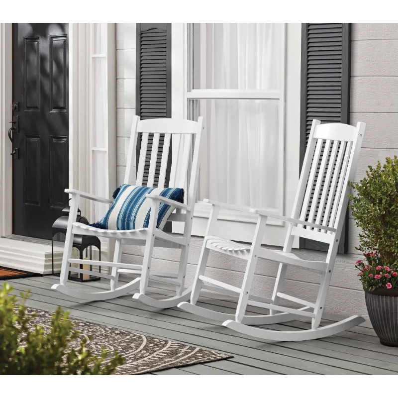 (1 pack) Mainstays Outdoor Wood Porch Rocking Chair, Weather Resistant Finish