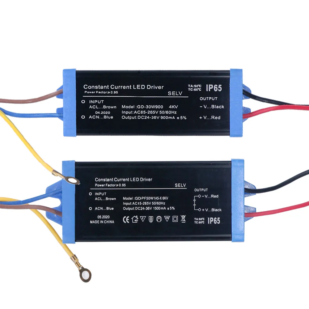 LED driver Super 50W Waterproof 85-320V Supply constant current voltage control lighting transformer For LED light strip Blue