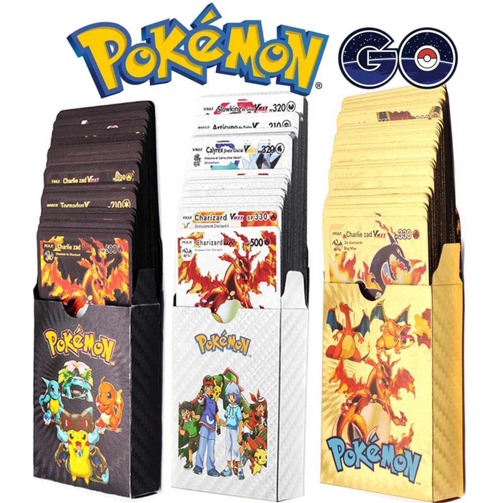 

Карты Pokemon Metal Gold Vmax GX Energy Card Charizard Pikachu редкая коллекция Боевая тренировочная карта детские игрушки подарок