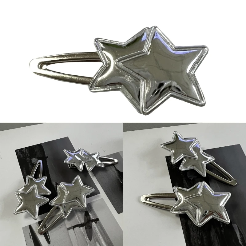 

90s Aesthetic Metallic Shining Star Hairpin for Woman Charm Hair Clip