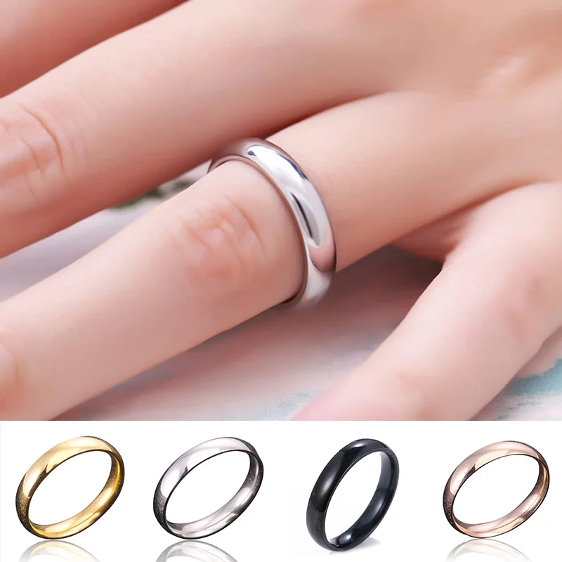 

Stainless Steel Simple Ring Fashion Band Rings For Women Men Exclusive Couple Wedding Ring High Quality Wholesale 4mm Silver