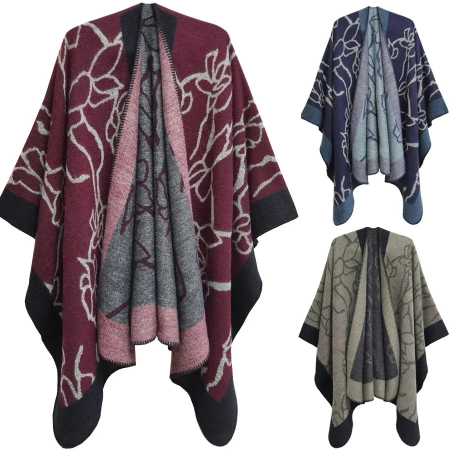 

New cape ink painting large jacquard totem ladies winter warm print scarf new
