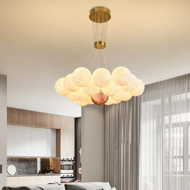 

New Pendant Light Luxury Modern Led Atmosphere Nordic Creative Bedroom Living Room Dining Lighting Moon Ball Fixture Decor Lamp