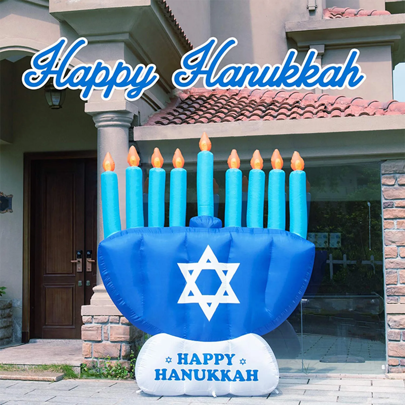 

Вращающийся на 8 футов menorah с 9 свечами, светодиодные индикаторы, раздуваемые для украшения сада, газона
