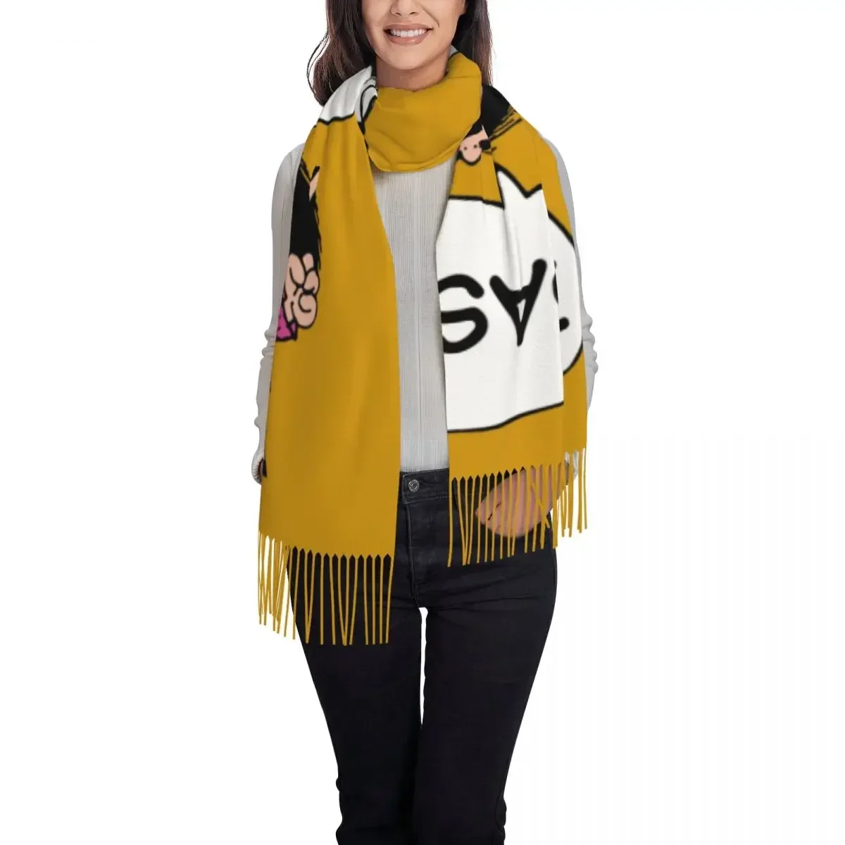 Модная осенне-зимняя теплая шаль с рисунком