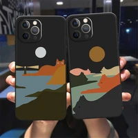 phone case abstract art cat japanese landscape for iphone se 2020 7 8 plus x xr xs max 13 12 11 pro max mini black back cover