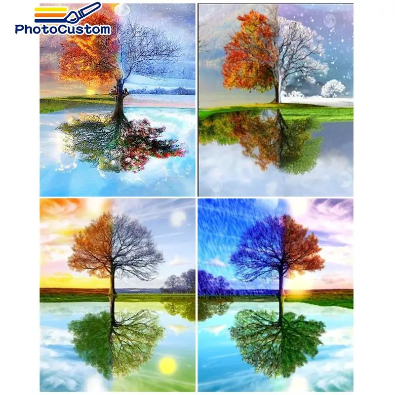 

PhotoCustom 5d Diamond Painting Full Drill Tree New Arrival Diamond Embroidery Scenery Decorations For Home