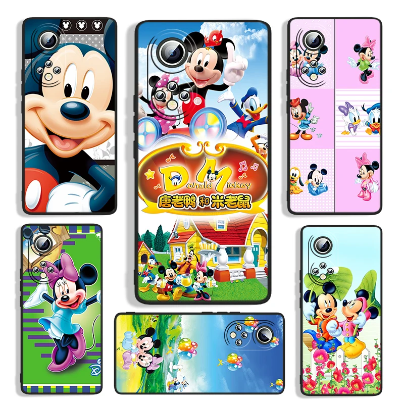 

disney cartoon mickey and minnie For Huawei Honor 60 SE 50 30i 20 10i 10X 10 9X 9C 9A 8A Lite Pro Black Silicone Phone Case