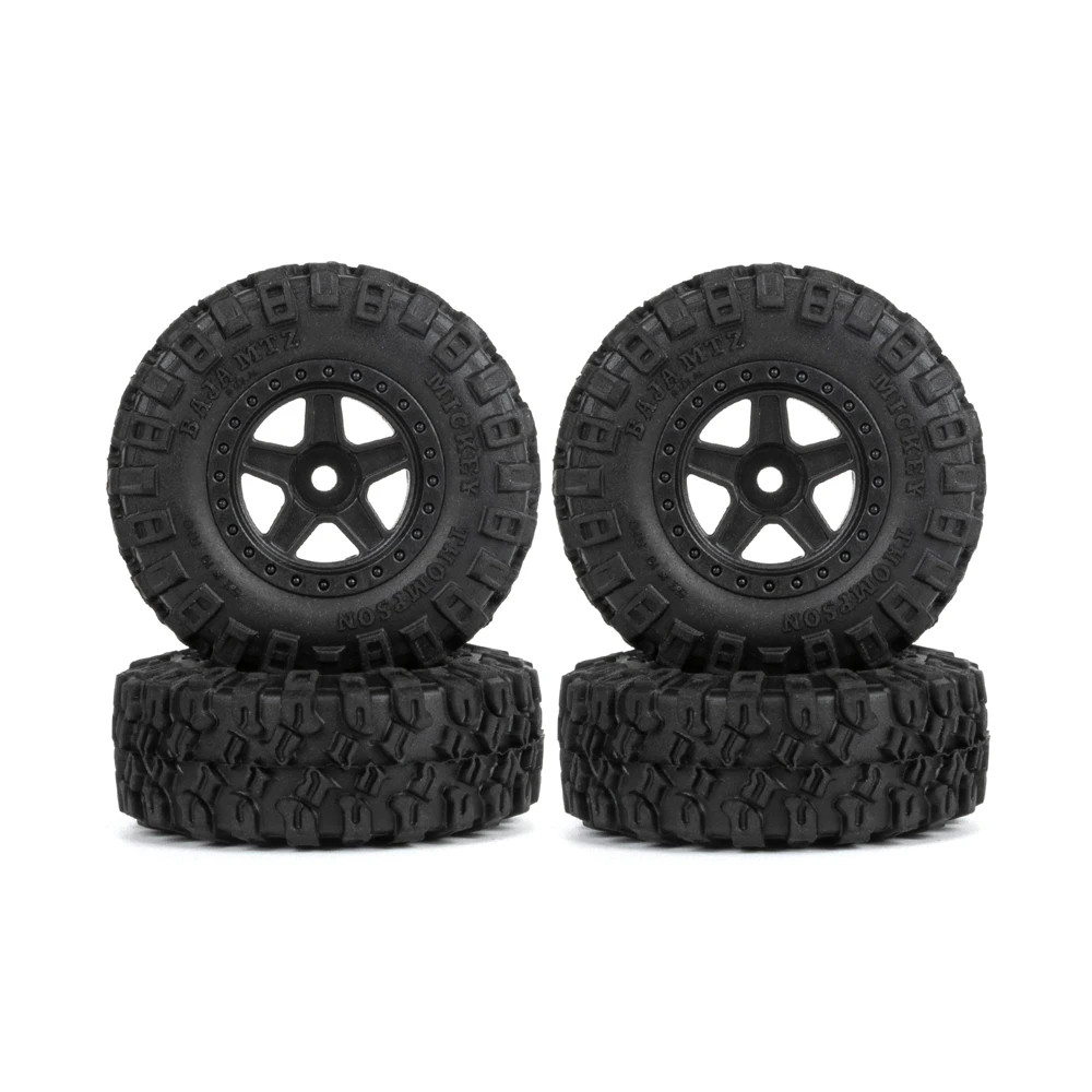 

4pcs Beadlock Wheel Plastic 5-Spokes Rims Nylon Tires 52*19mm for 1/24 RC Crawler Car Axial SCX24 Upgrade