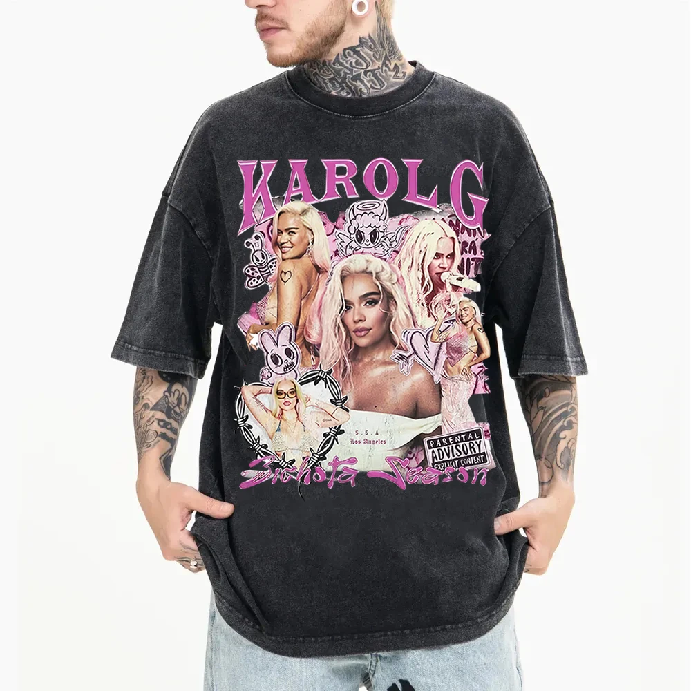 Горячая футболка Manana Sera Bonito Karol G Merch 2024 винтажная потертая женская хлопковая