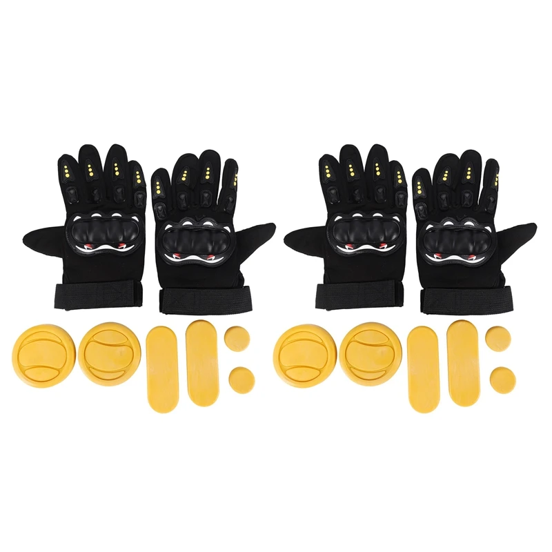 

2X DIY Longboard Slide Gloves Skateboard Gloves Foam Protector Downhill Longboarding Skate Gloves With Slider Puck