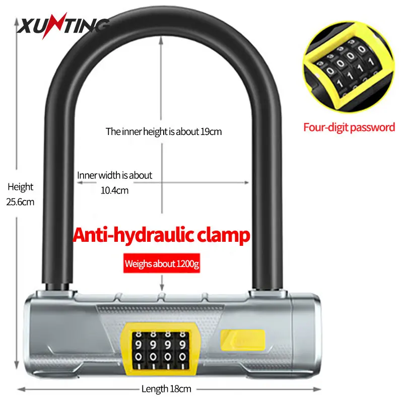 Велосипедный U-образный замок XUNTING на колеса для горного и дорожного велосипеда 2