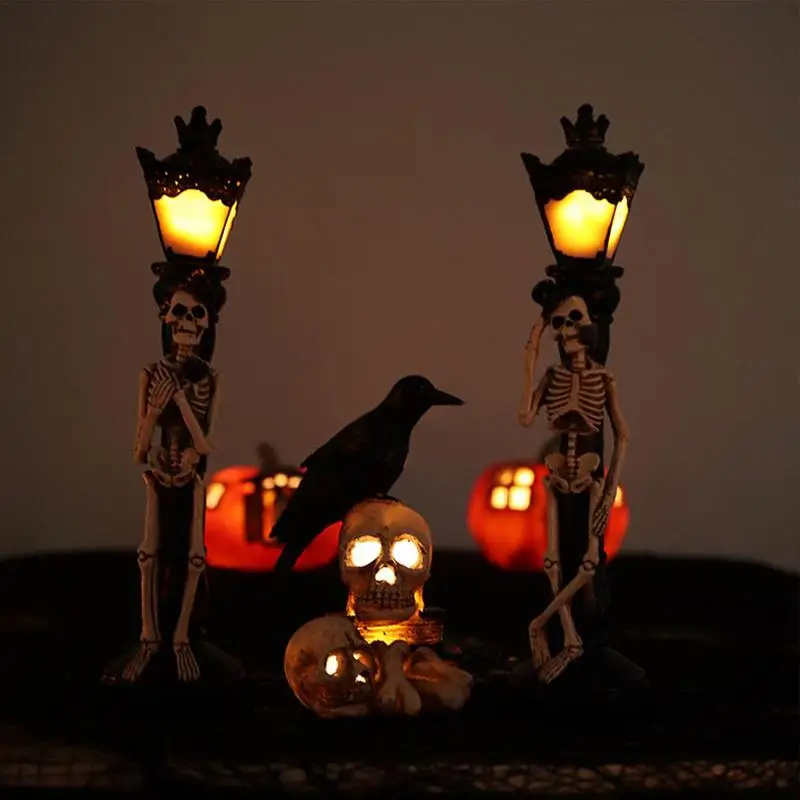 

Halloween Skull Pumpkin Lamp Halloween Lantern Pumpkin LED Light LED Flickering Flameless Light Pumpkin Tealight For Landscape