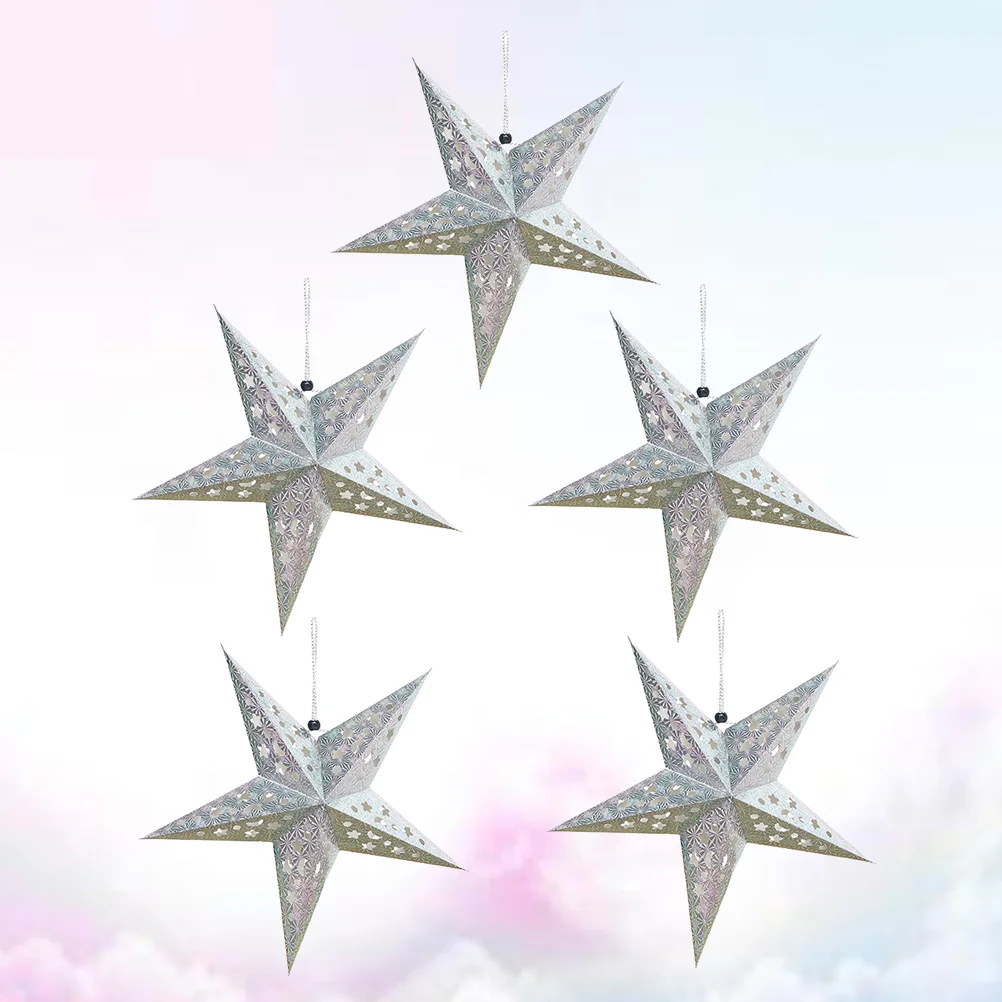 

Star Paper Lampshade Lantern Christmas Hanging3D Decorations Wedding Lamp Light Ceiling Pentagram Lanterns Large Shade Stars