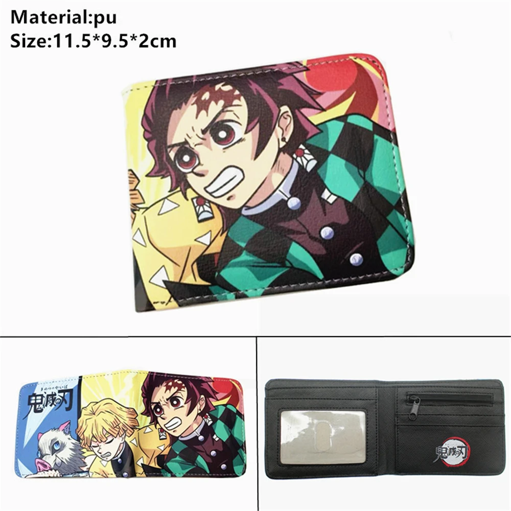 

Anime Demon Slayer Tanjirou Print Wallet Cartoon Leather Bifold Zipper Coin Pocket Photo Credit Card Holder Unisex Casual Purse