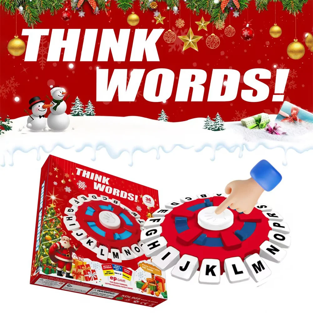 Think Words Christmas Basta Word Game Быстрая упаковка Семейная настольная игра Нажмите на