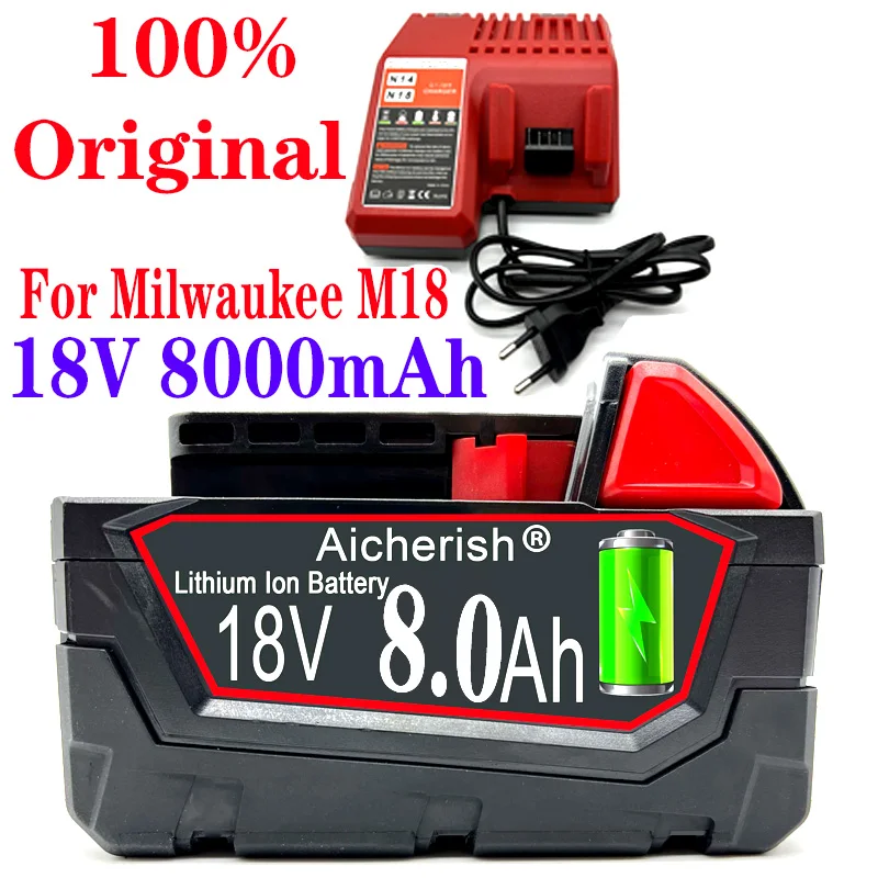 

Аккумуляторная батарея 18 в 8 Ач для электродрели Milwaukee M18 8000 мАч 48-11-1815 M18B2 L50 HD18