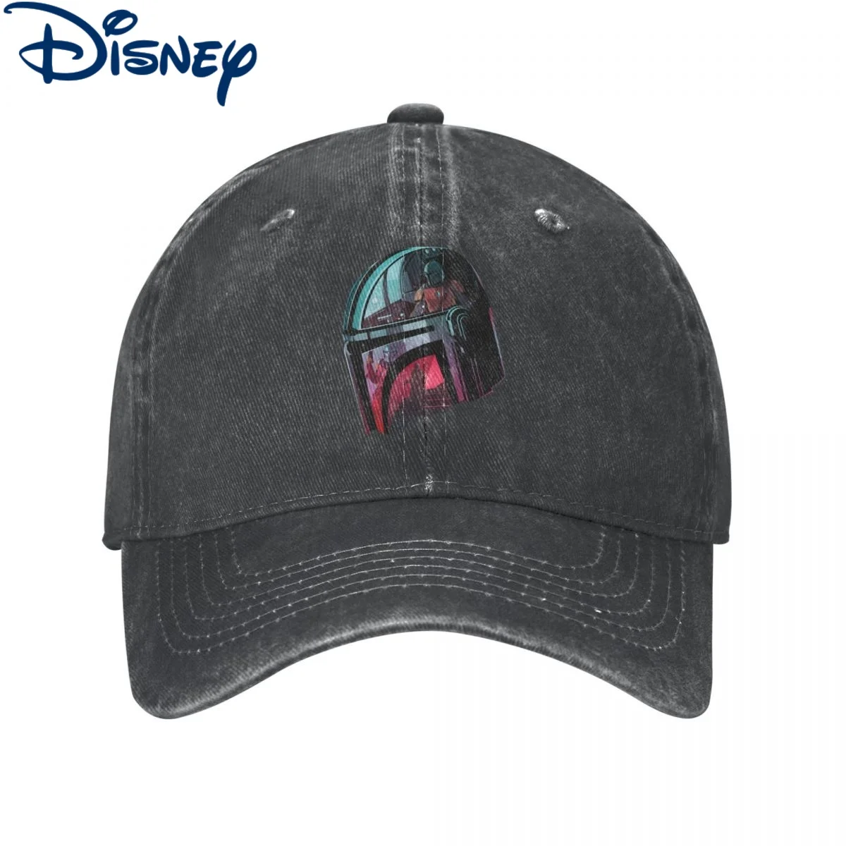 

The Mandalorian Helmet Collage Baseball Cap Denim Washed Star Wars Seagulls Jedi Headwear Men Outdoor Activities Gift Caps Hat