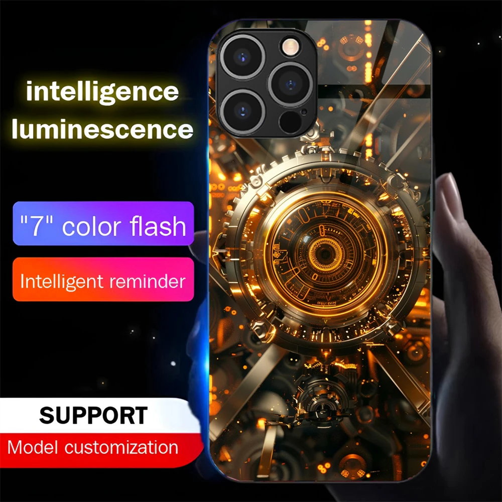 Механический светящийся чехол для телефона со светодиодной подсветкой и стеклом